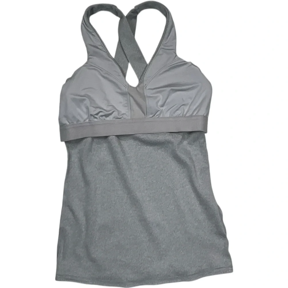 Alo Yoga Elevate Ribbed Crossover Tank Shadow‎ Grey Size Small
